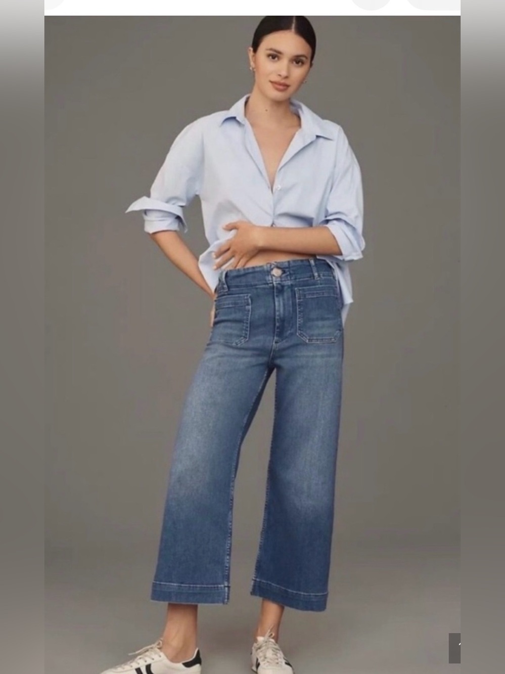 Maeve Jeans Women 32 Colette Wide Leg High Rise Crop Blue Denim - Picture 1 of 8